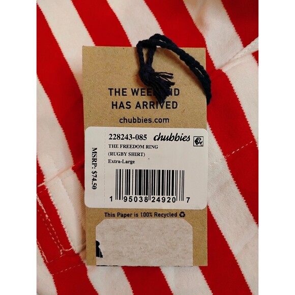 Men's Chubbies The Freedom Ring Rugby Shirt Long Sleeve Red White Blue XL - Picture 7 of 7